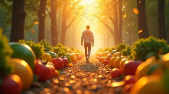 Symbolische Darstellung eines gesunden Lebensstils ohne Willenskraft als zentrales Element