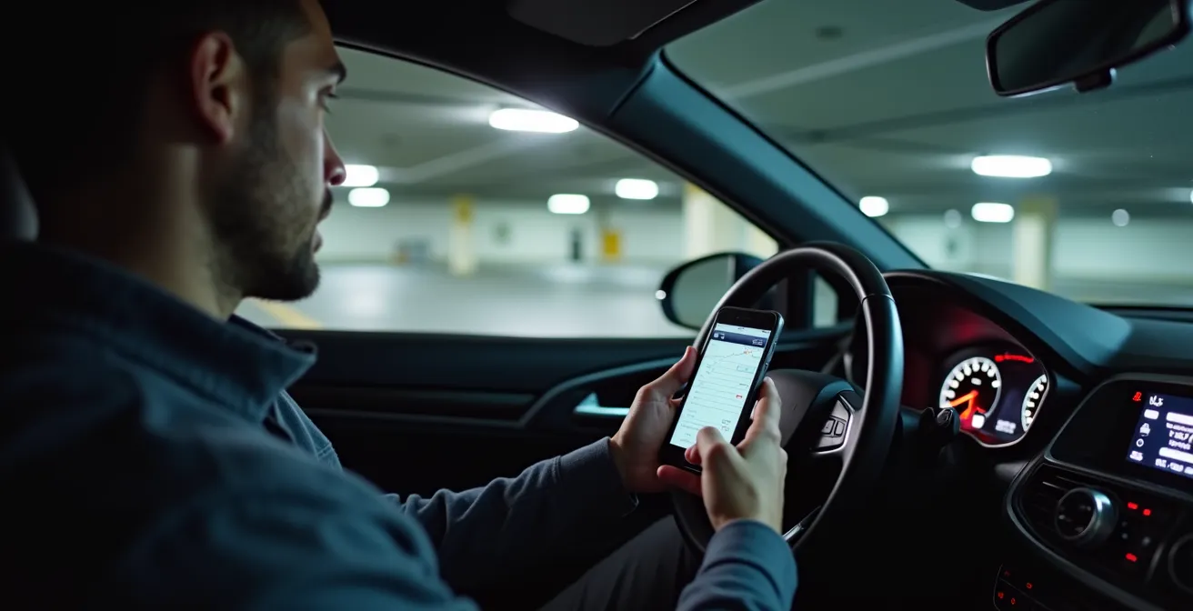 Smartphone-gestützte Aufnahme von Bremsgeräuschen in einer Tiefgarage zur präzisen Diagnose von Bremsproblemen