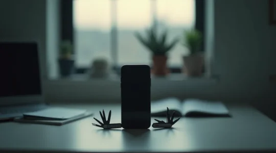 Symbolische Darstellung eines Smartphones als Werkzeug statt Ablenkung