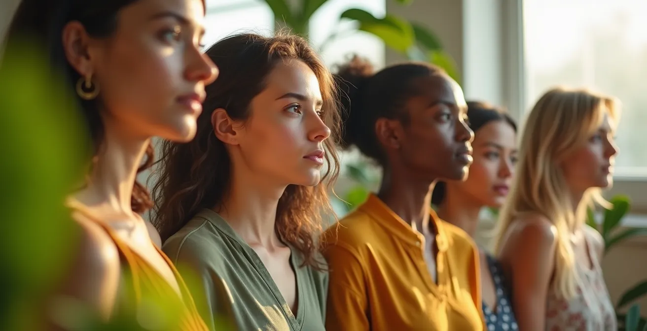 Eine stilvolle nachhaltige Garderobe mit ökologischen Stoffen und glücklichen Menschen, die ethisch bewusste Mode tragen