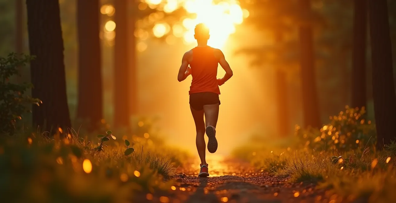 Person in dynamischer Bewegung in natürlicher Umgebung