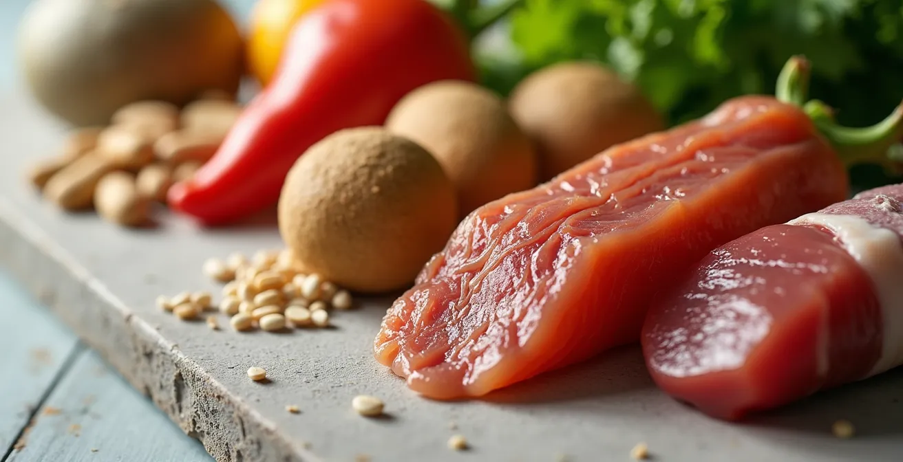 Visuelle Darstellung verschiedener Lebensmittel nach ihrem CO2-Fußabdruck sortiert