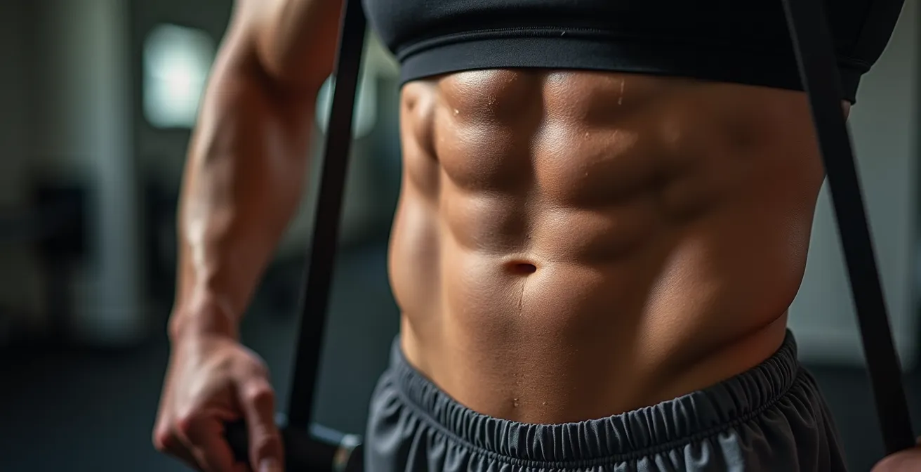 Detailaufnahme der Rumpfmuskulatur während einer Anti-Rotations-Übung